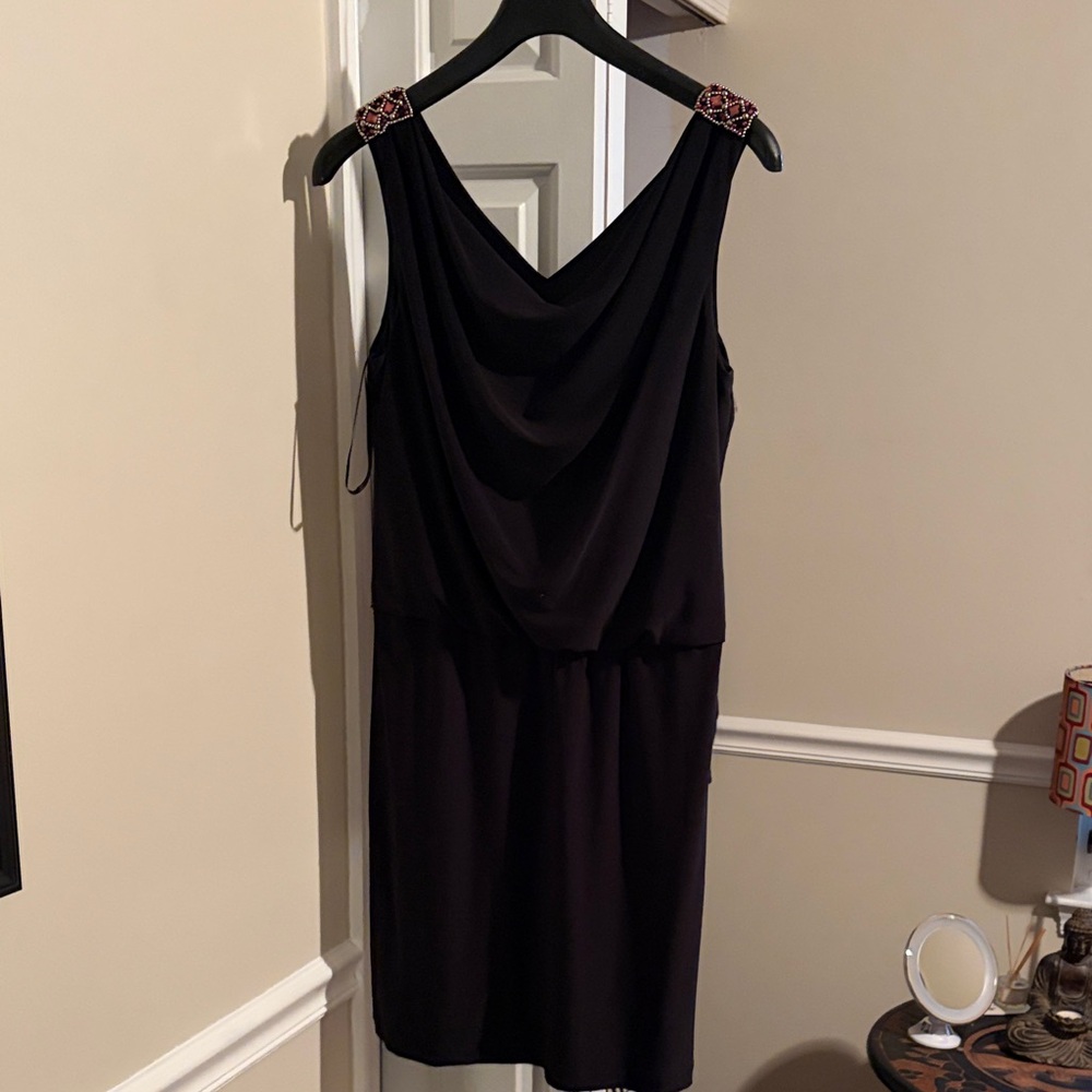 White House Black Market Black Draped Mini Dress